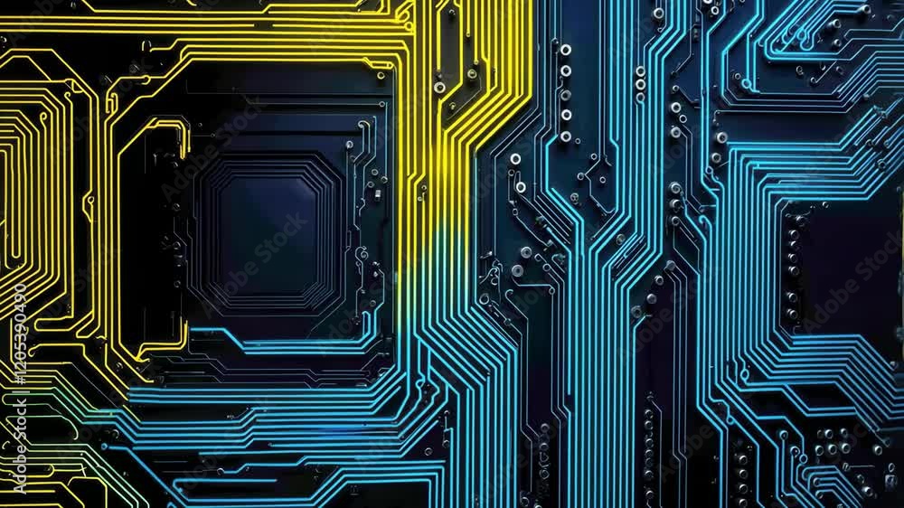 Aufkleber intricate circuit designs with vibrant lines illustrate modern technology and digital innovation usi