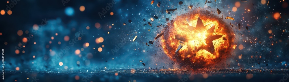 Poster Dramatic Fire Igniting the Night Sky with Glowing Sparks Illuminating the Darkness Creating a Warm and Inviting Atmosphere in a Rustic Setting