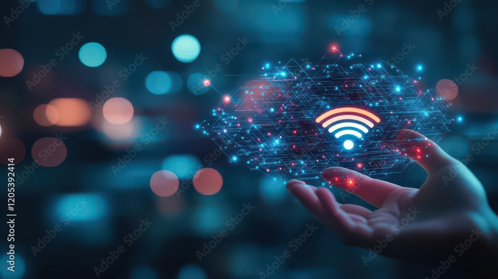 Aufkleber A Person's Hand Grasping a Modern Wireless Device with Strong Signal Indicators Highlighting the Importance of Connectivity in Today's Digital World