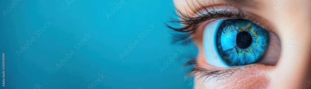 Aufkleber Intricate Close Up of a Mesmerizing Blue Eye Capturing Depth and Emotion with Striking Iris Patterns and Reflective Highlights in Natural Light