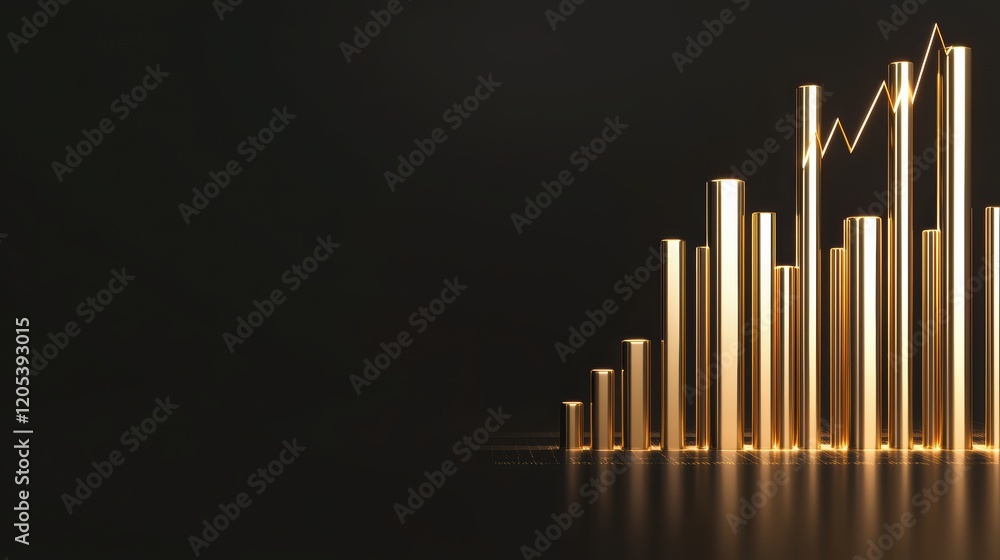 Poster analyzing financial growth trends business sector graph visualization dark background high angle dat