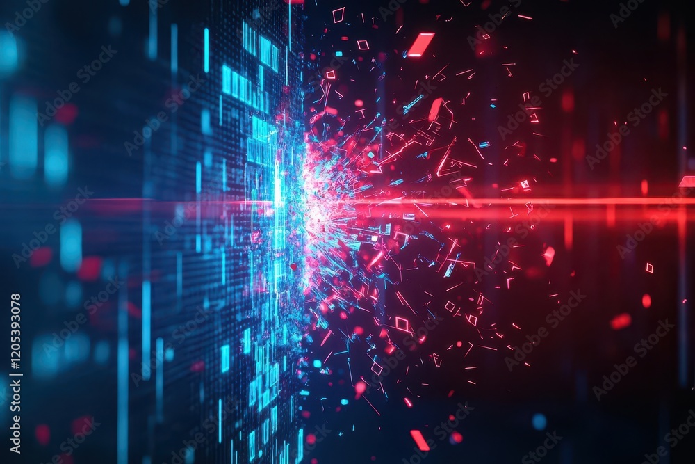 Aufkleber Vibrant Red and Blue Abstract Background Illuminated by Bright Light Creating a Dynamic and Energetic Visual Experience for Creative Projects and Designs