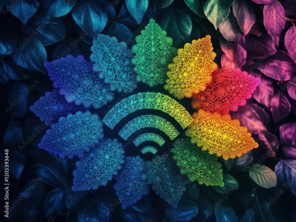 Poster vibrant and colorful rainbow spectrum displayed in a beautiful artistic arrangement evoking joy and 