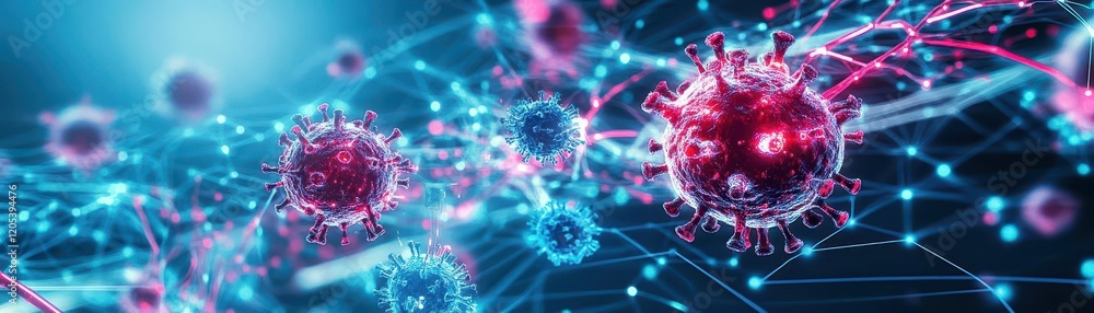 Aufkleber Intricate 3D Visualization of a Heart Surrounded by Vibrant Neurons in a Dynamic and Engaging Scientific Representation of Human Emotion and Connection