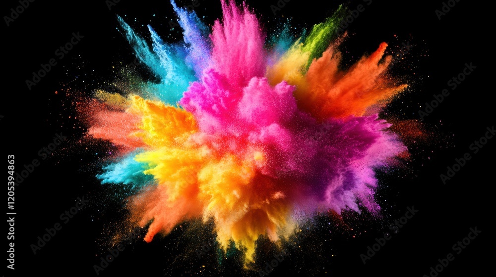 Aufkleber colorful explosion of powdered pigments creating a vibrant display in a dark environment
