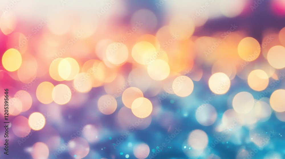 Sticker colorful bokeh lights create a dreamy atmosphere during twilight in a festive urban setting