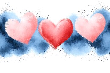 Obraz premium Valentine's day love celebration watercolor style hearts in harmony artistic expression