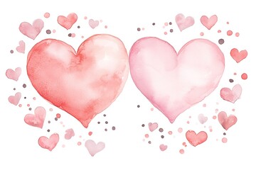 Watercolor style hearts for valentine's day love celebration art romantic atmosphere