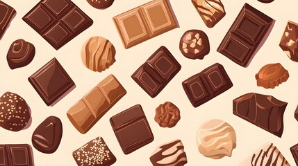 Assortment of delicious chocolate bars and candies.