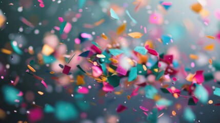 Colorful confetti falling during a festive celebration event in a vibrant atmosphere