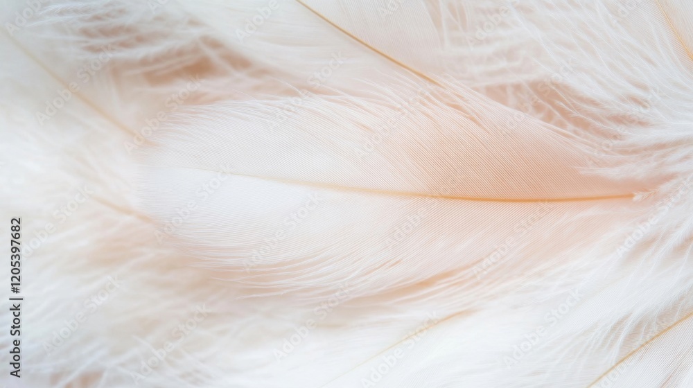 Poster close-up view of a delicate white feather showing intricate details and soft textures