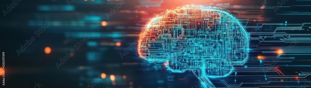Poster Intricate Brain Scan Visualized in the Form of a Human Head Revealing Complex Neural Pathways in a Scientific and Medical Context of Neurology
