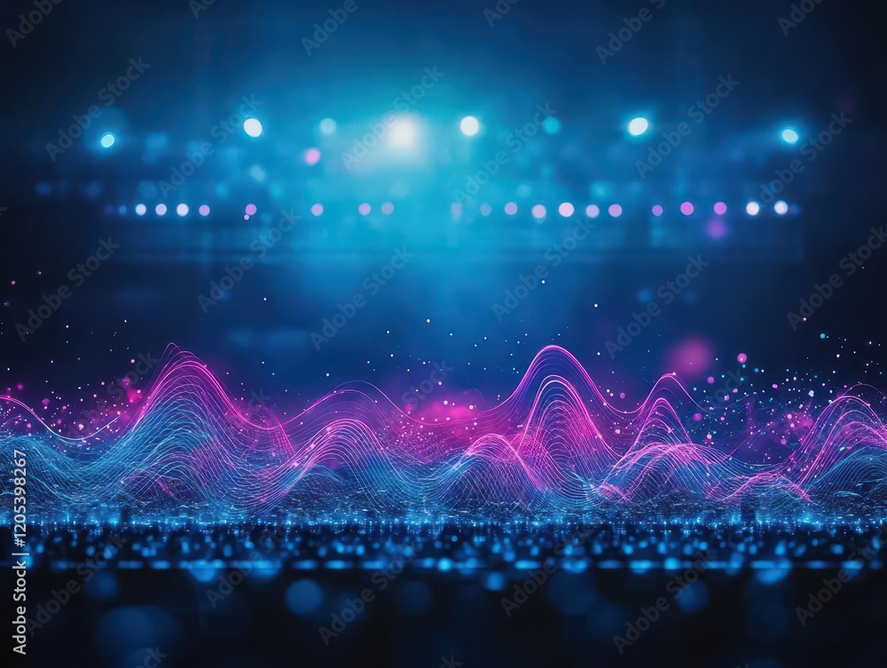 Poster vibrant blue and pink background with fluid wave pattern evoking a sense of calm and creativity perf