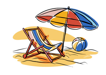 beach chair and umbrella
