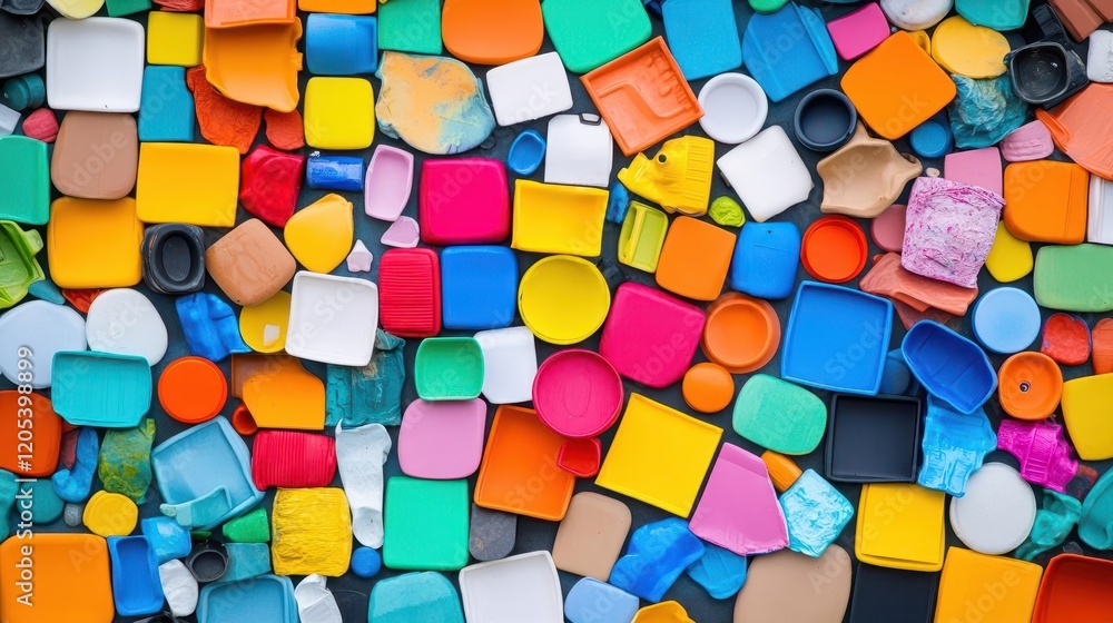 Poster Vibrant Array of Colorful Plastic Pieces Assembling a Playful and Creative Scene Full of Energy and Imagination in a Bright and Cheerful Environment