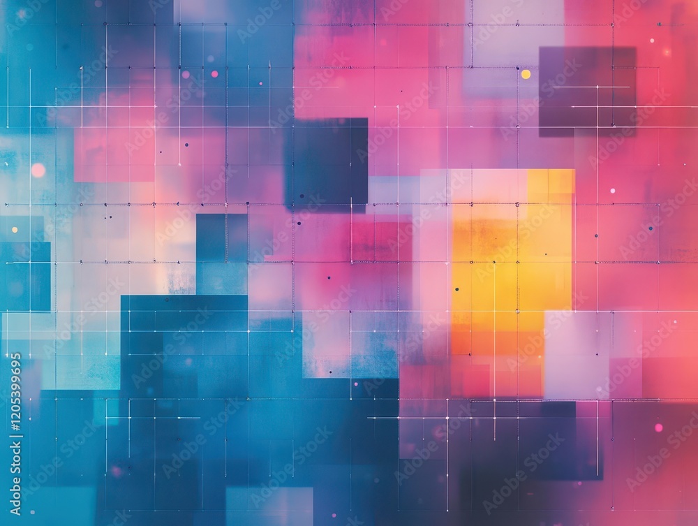 Poster Vibrant Abstract Background Featuring Colorful Geometric Squares in Vivid Hues Creating an Energetic and Dynamic Visual Experience Full of Life