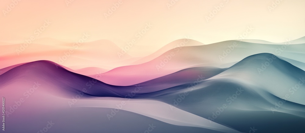 Aufkleber abstract geometric landscape with layered shapes and soft pastel color palette creating smooth dunes
