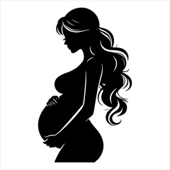 silhouette of a pregnant woman. Pregnant woman silhouette. A pregnant woman black icon on a white background