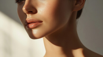 Fototapeta premium Woman's profile in sunlight
