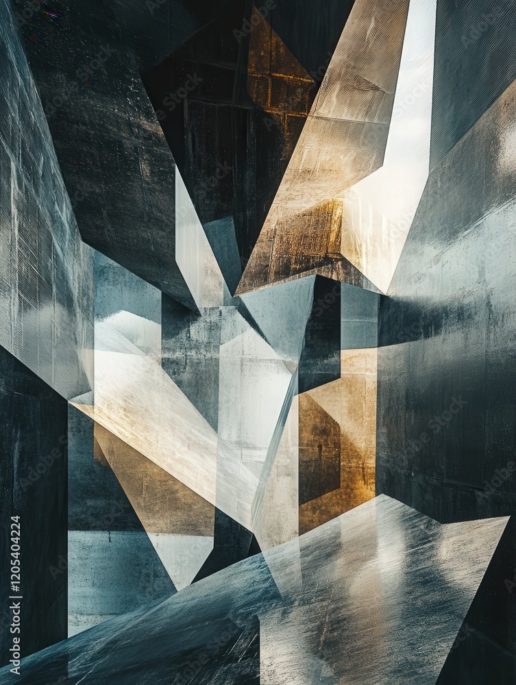 Poster high-resolution abstract reflections turn architectural shapes into fragmented shards of light and s