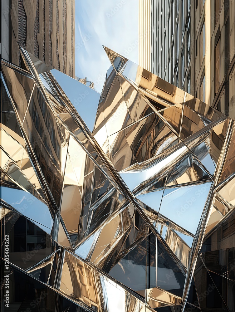 Poster high-resolution abstract reflections turn architectural shapes into fragmented shards of light and s