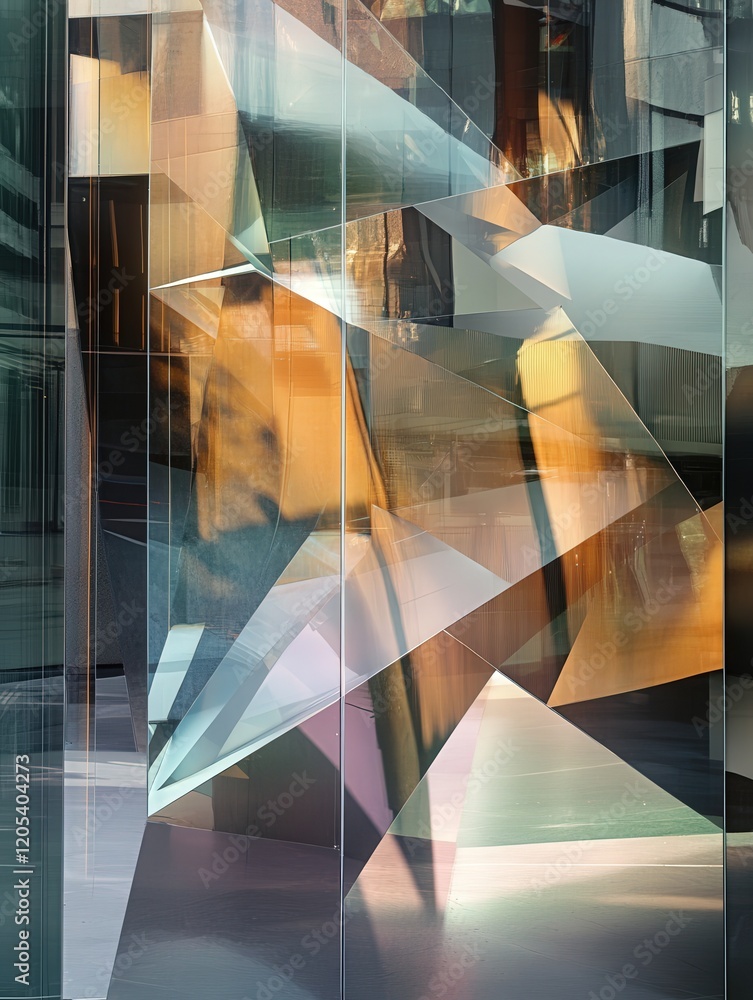 Poster high-resolution abstract reflections turn architectural shapes into fragmented shards of light and s