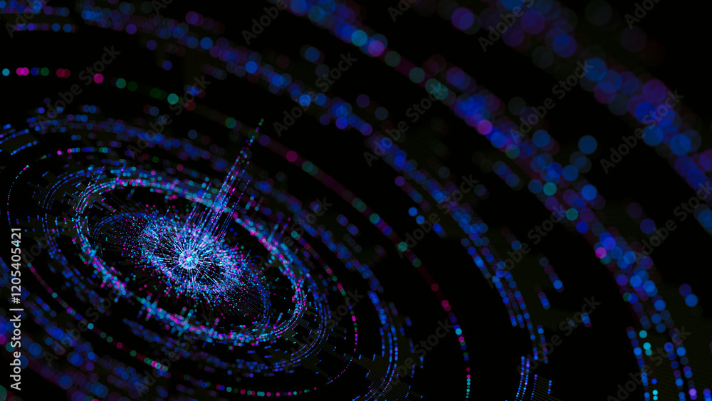 Poster Big data artificial intelligence machine learning neural network flow complex information science innovation technology data analysis visualization cyberspace future. 3d rendering..