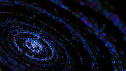 Big data artificial intelligence machine learning neural network flow complex information science innovation technology data analysis visualization cyberspace future. 3d rendering..