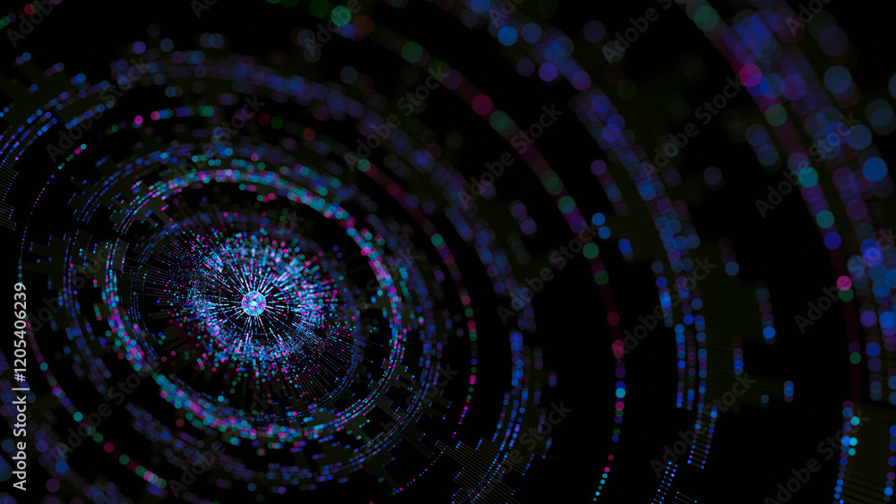 Poster Big data artificial intelligence machine learning neural network flow complex information science innovation technology data analysis visualization cyberspace future. 3d rendering..