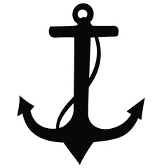 Cute cartoon hand drawn vector Ship anchor icon silhouette.