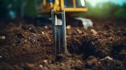 A photo of a post-hole digger digging holes for fence