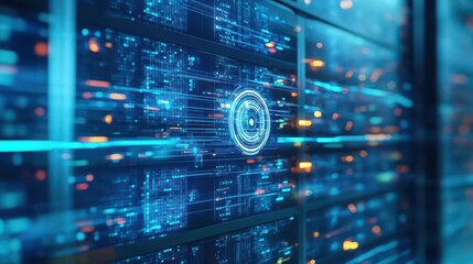 Obraz premium Futuristic Digital Interface Featuring Circular Element on Sleek Background Evoking Modern Technology and User Interaction in a Virtual Environment