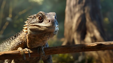 Fototapeta premium A photo of a reptile responding to target training