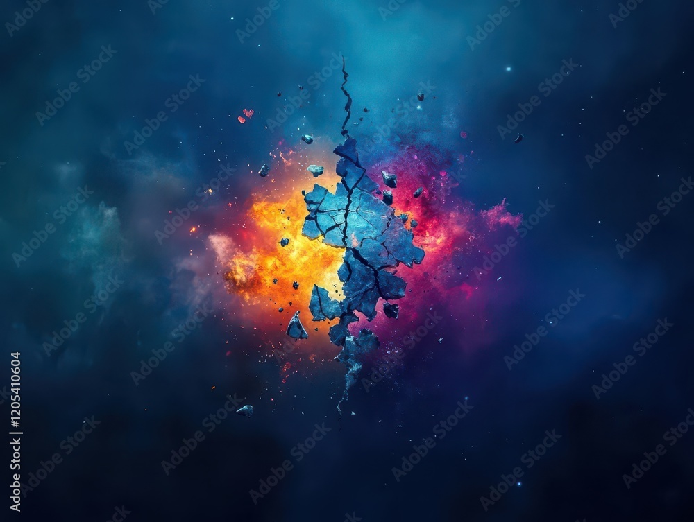 Aufkleber Vibrant Colorful Explosion of Paint and Smoke Creating a Dynamic and Artistic Atmosphere Capturing Movement and Energy in a Creative Expression