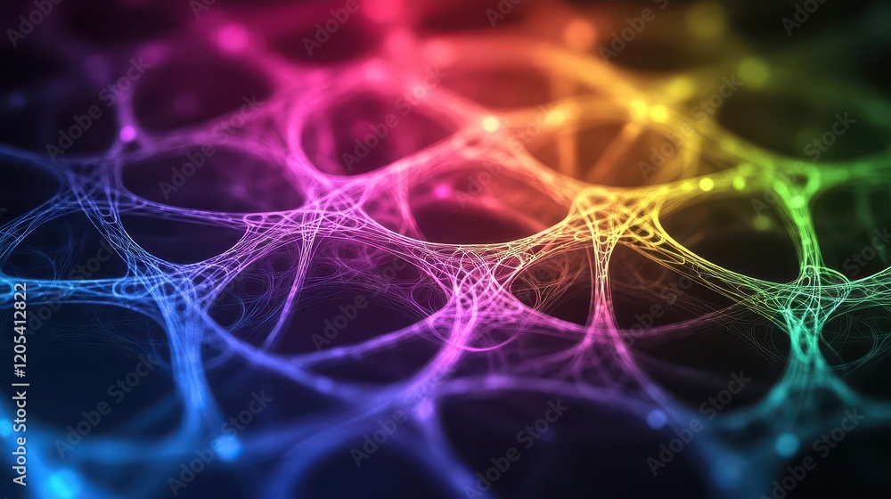Aufkleber Vibrant Abstract Composition Featuring Colorful Lines and Dots on a Dynamic Background Creating an Energetic and Modern Visual Experience