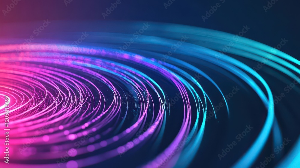 Poster Vibrant Spiral of Multicolored Light Display Creating a Dynamic and Enchanting Atmosphere Capturing the Essence of Energy and Motion in Art