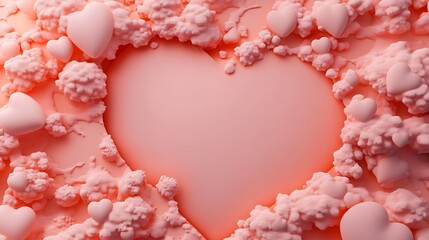 Fototapeta premium Pink Hearts Amidst Soft Textured Clouds