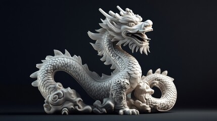 Lunar New Year dragon statue designed with clean, flowing lines and subtle traditional patterns, combining cultural charm with modern aesthetics