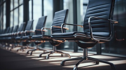 A photo of a row of modern office chairs.