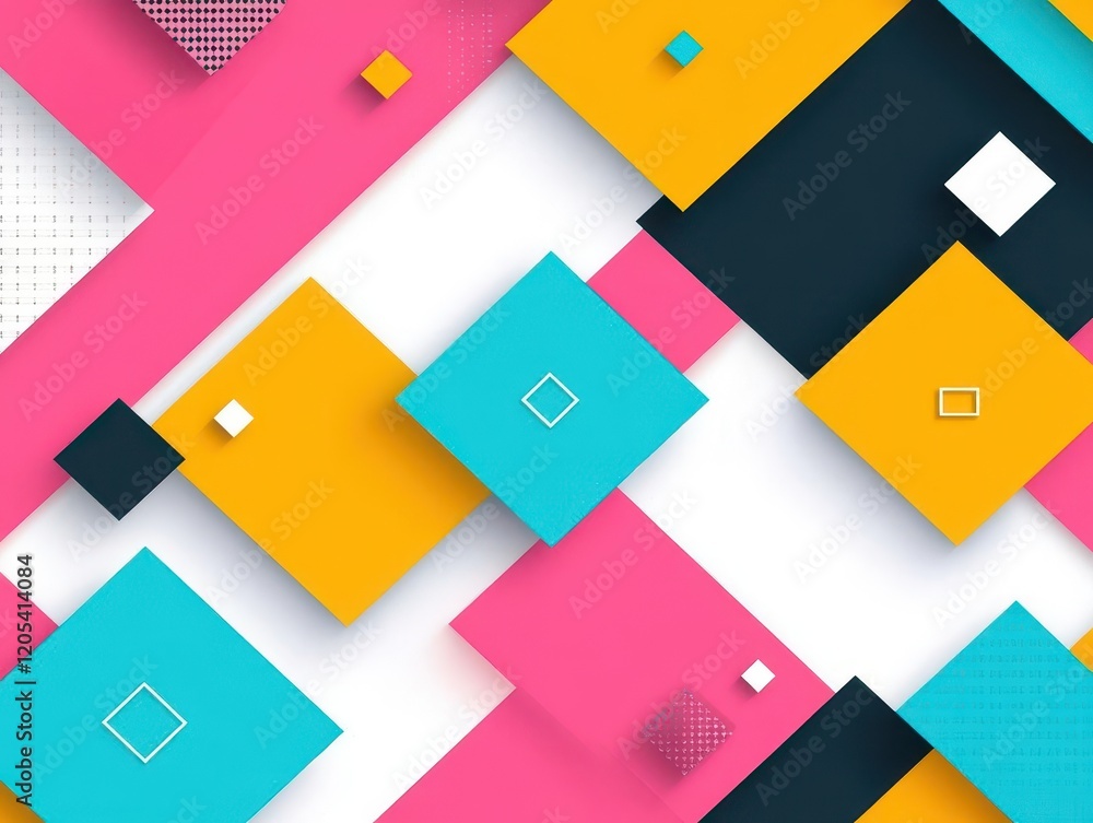 Poster Vibrant Abstract Geometric Shapes in Bold Colors Creating a Dynamic Background that Evokes Energy and Creativity in Modern Digital Art Style