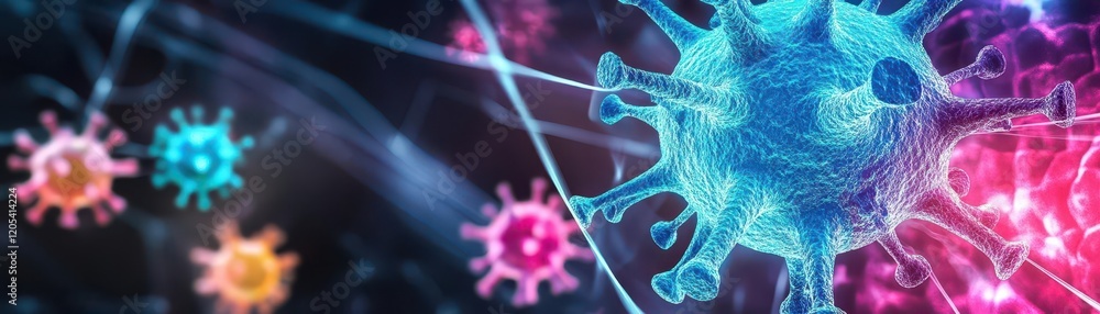 Aufkleber highly detailed 3d visualization of a pathogen cell structure showcasing intricate features and vibr