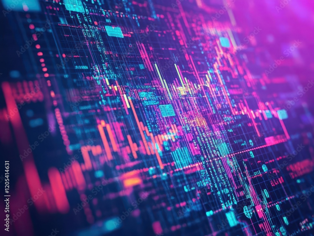 Poster Vibrant Colorful Background Featuring Intersecting Lines and Dots in Abstract Design Evoking Energy Movement and Creativity in Modern Art Style