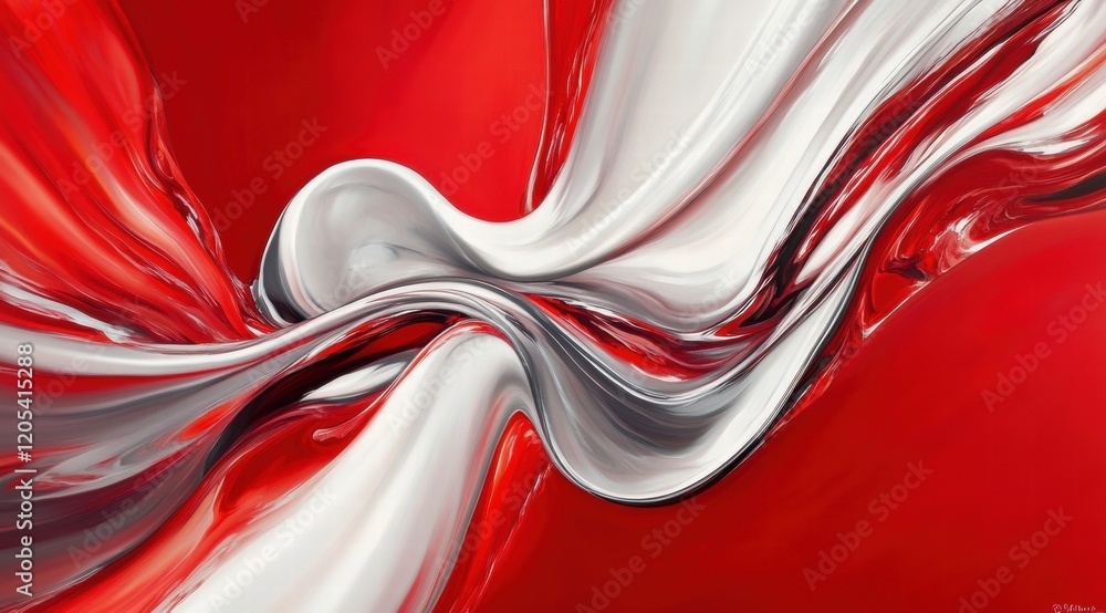 Aufkleber red background, abstract flowing silk with smooth edges and no folds, creating a sense of fluidity a