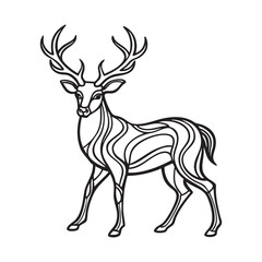 Obraz premium Elegant deer silhouette in minimalist, flowing line art style on white