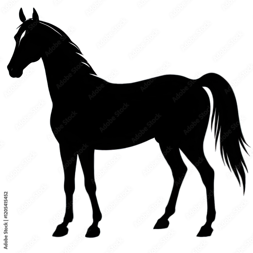 Poster silhouette features a striking horse design cut out against a white background suitable for artwork 