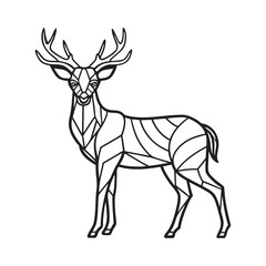 Obraz premium Elegant and minimalist deer figure created using fine line art silhouette on white