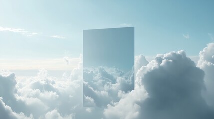 Minimalist ad template with clouds, a modern and elegant layout with subtle cloud patterns for stylish advertisements