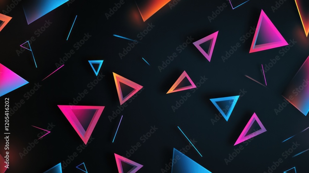 Aufkleber abstract seamless pattern featuring scattered geometric triangles with vibrant gradient colors