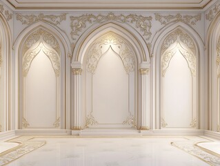 Obraz premium Elegant Room Interior With Ornate White Gold Archways
