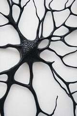 Abstract image of a black network resembling branches or a neuron structure